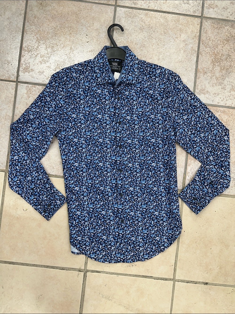 WRK Men’s Navy Floral Button-Down Shirt